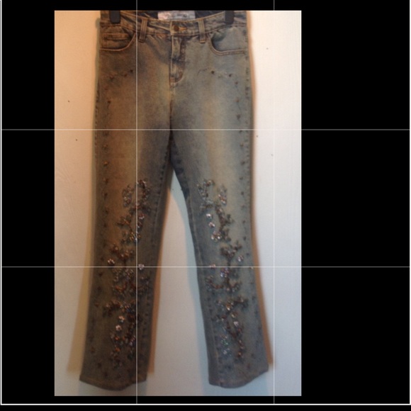 MENG YI Jeans with stones and beads SZ6 - Picture 1 of 6